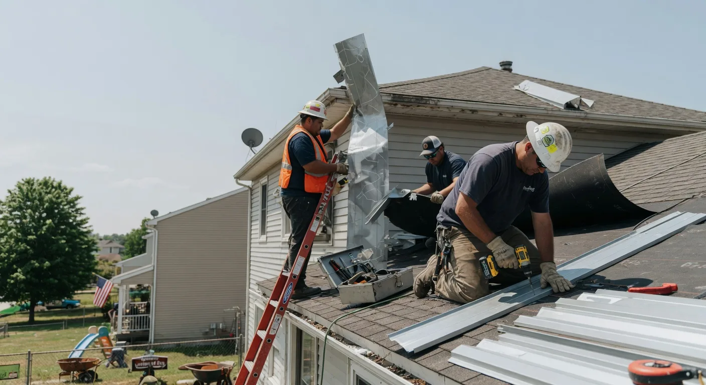 Storm Damage Metal Roof Repair in Sadorus, IL